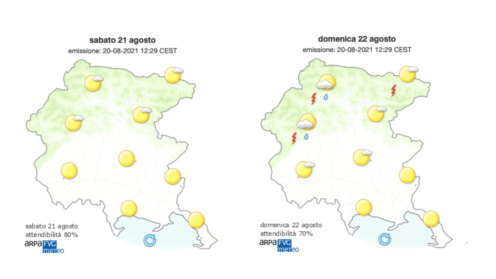 Immagine per Meteo, fine settimana di sole sul Goriziano prima della pioggia attesa lunedì